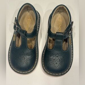 L'Amour Kids Navy Leather T-Strap Shoes FLAW